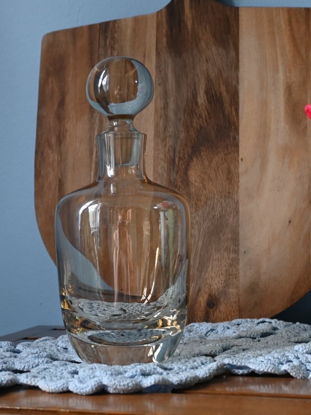 VTG Smoked Amber Glass 10" Decanter Ball Stopper Mid Century Modern Barware